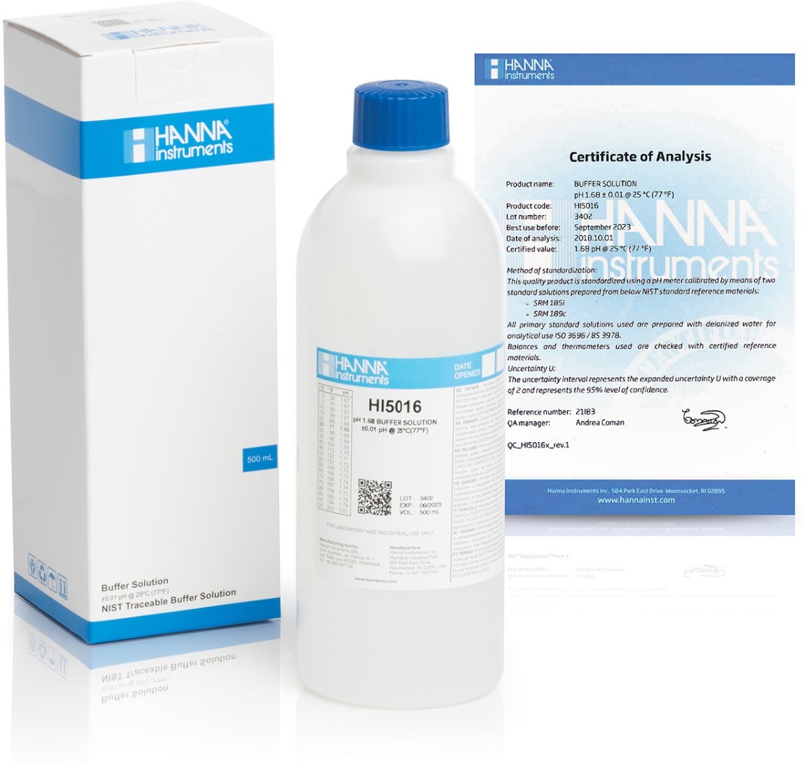 Калибровочный раствор pH 1.68 HANNA HI 5016 (500мл)