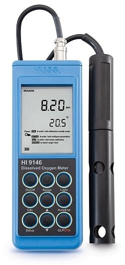Влагозащищенный оксиметр в воде с выносным датчиком HANNA HI 9146-10 (0...45 мг/л)