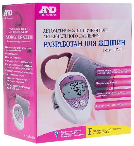 Автоматический тонометр с оригинальным дизайном, специально для женщин AND UA-669 — миниатюра 4