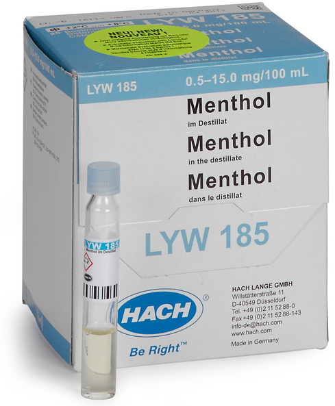 Набор тестов на ментол HACH LYW185 (0,5–15мг/100мл, 25 шт.)