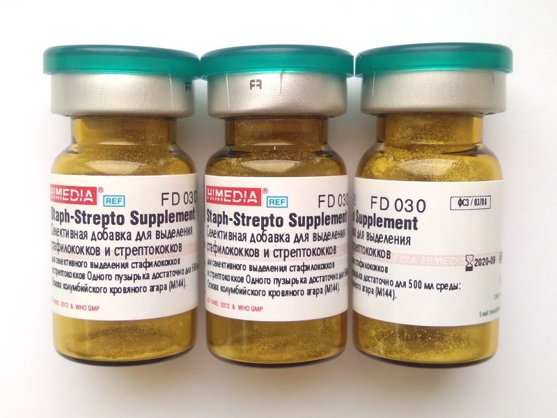 Добавка селективная для выделения стафилококков и стрептококков HiMedia FD030-5VL (1уп.х5фл.)
