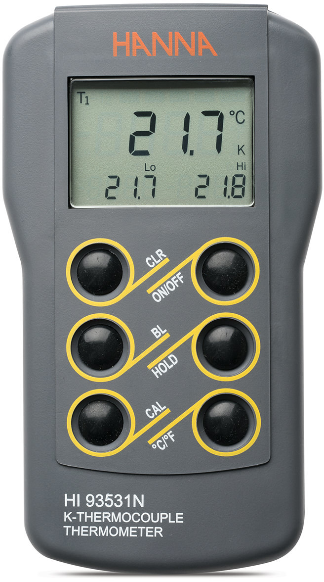 Термопарный термометр типа K с кнопкой калибровки HANNA HI93531N (-200...+999 °С)