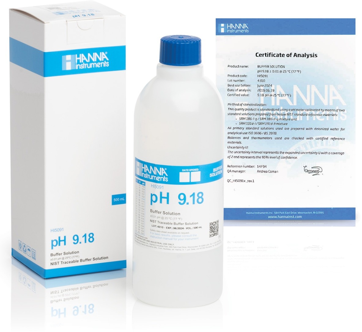 Калибровочный раствор pH 9.18 HANNA HI5091U (500мл)