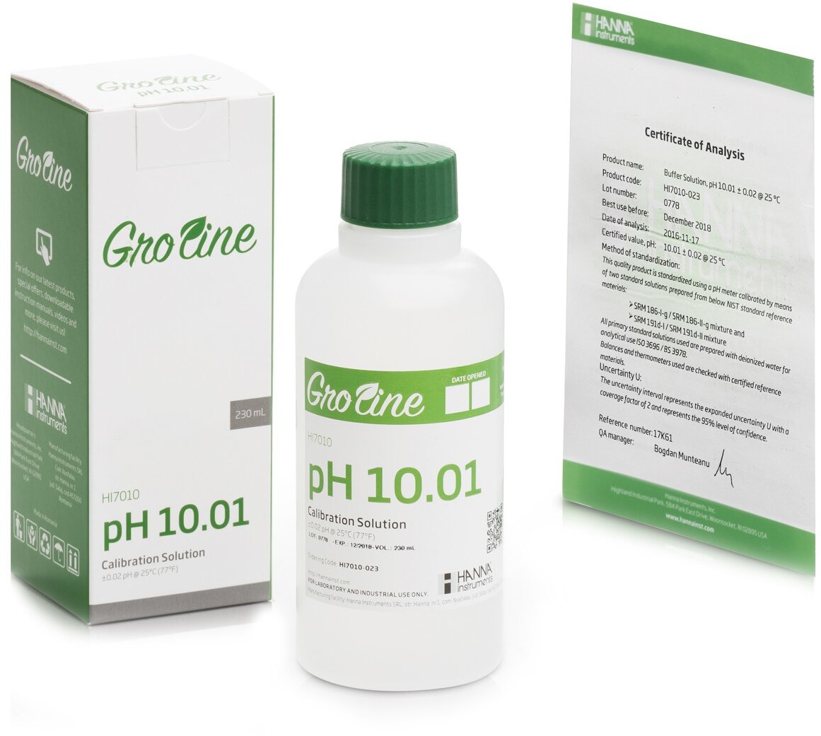 Калибровочный буфер GroLine pH 10.01 HANNA HI7010-023 (230мл)