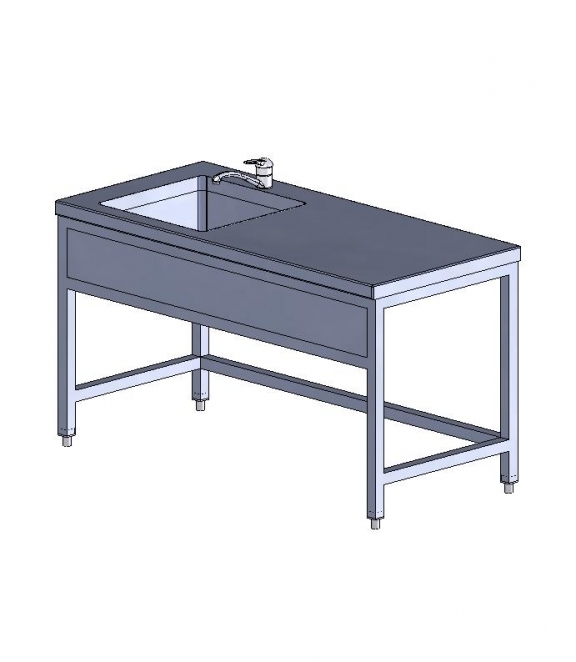 Рабочий стол-мойка TESTING 11.0604L-B (1 раковина слева, 1500 мм)