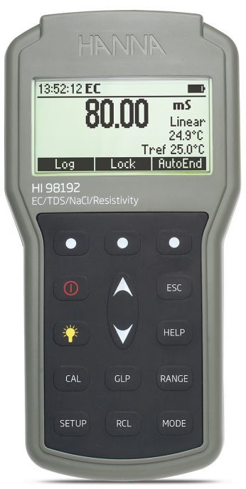 Влагозащищенный кондуктометр/TDS/NaCl-метр HANNA HI98192-03 (EC/TDS/T) (0...1000 мСм/см)