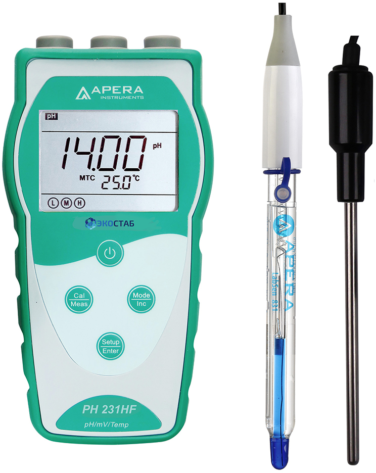 Портативный pH-метр для растворов, содержащих сильные кислоты Apera PH231HF (0...+14 pH) — миниатюра 2