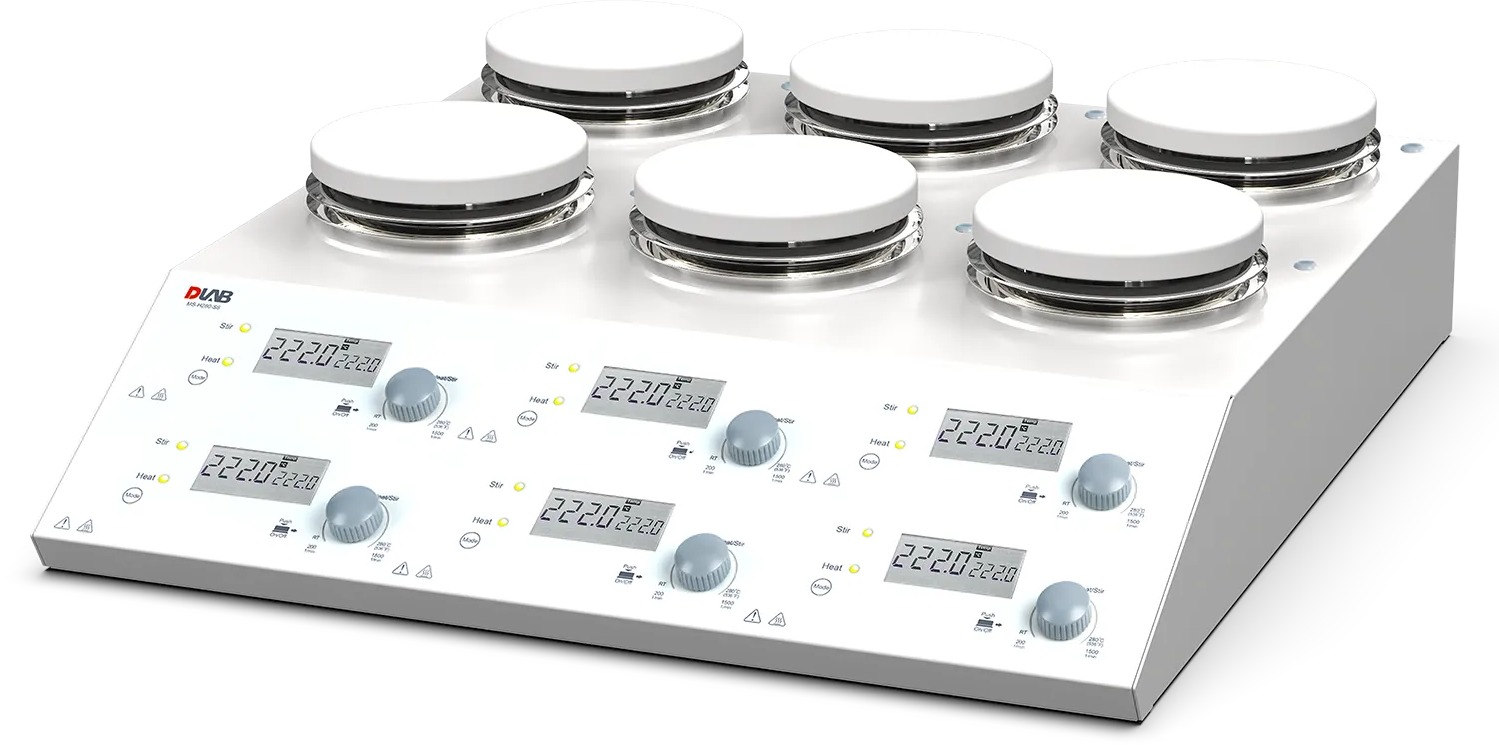 Цифровая магнитная мешалка с нагревом и ЖК-дисплеем DLAB MS-H280-S6 (200-1500 об/мин) — миниатюра 3