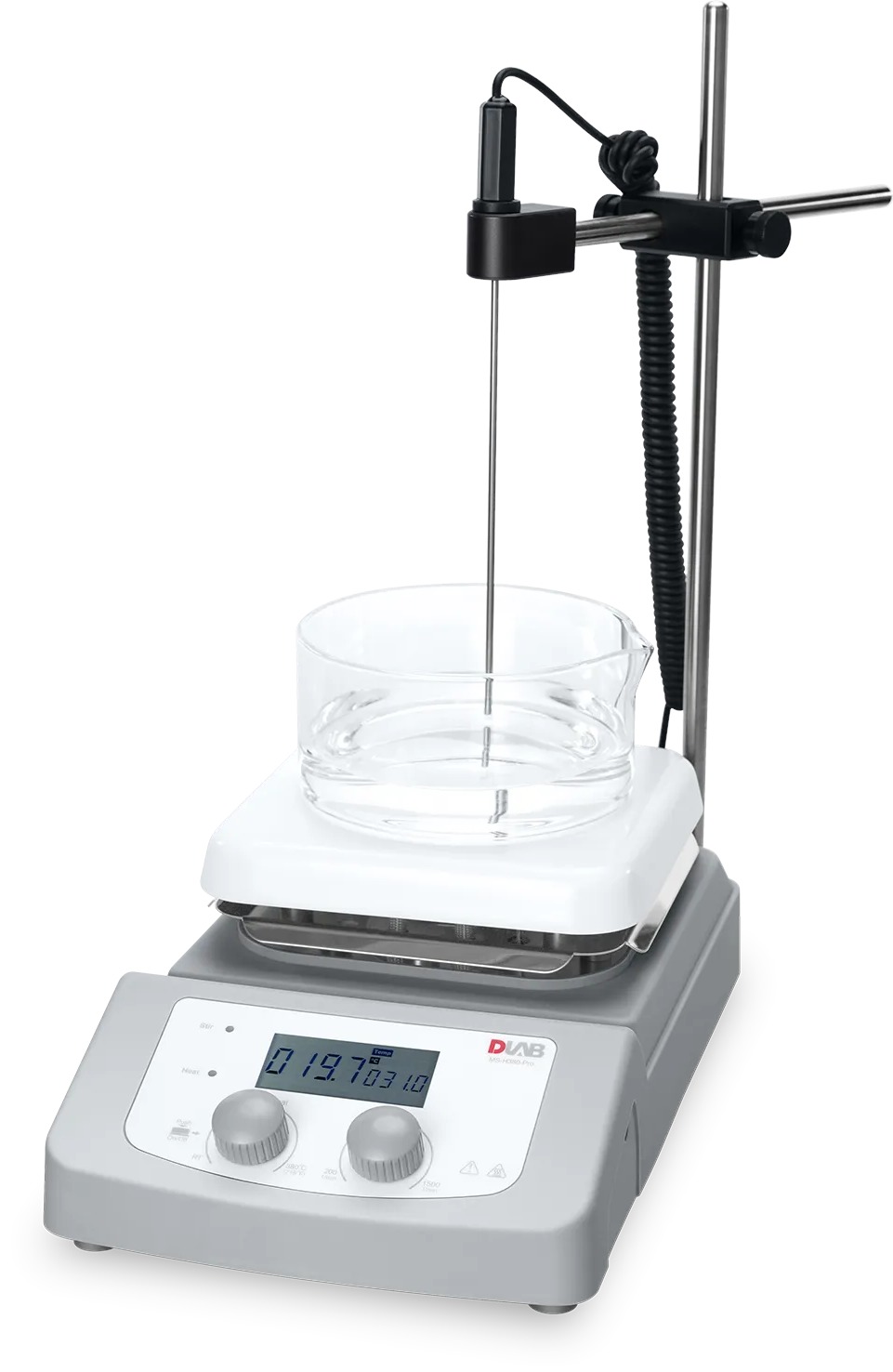 Цифровая магнитная мешалка с нагревом и ЖК-дисплеем DLAB MS-H380-Pro (200-1500 об/мин) — миниатюра 3