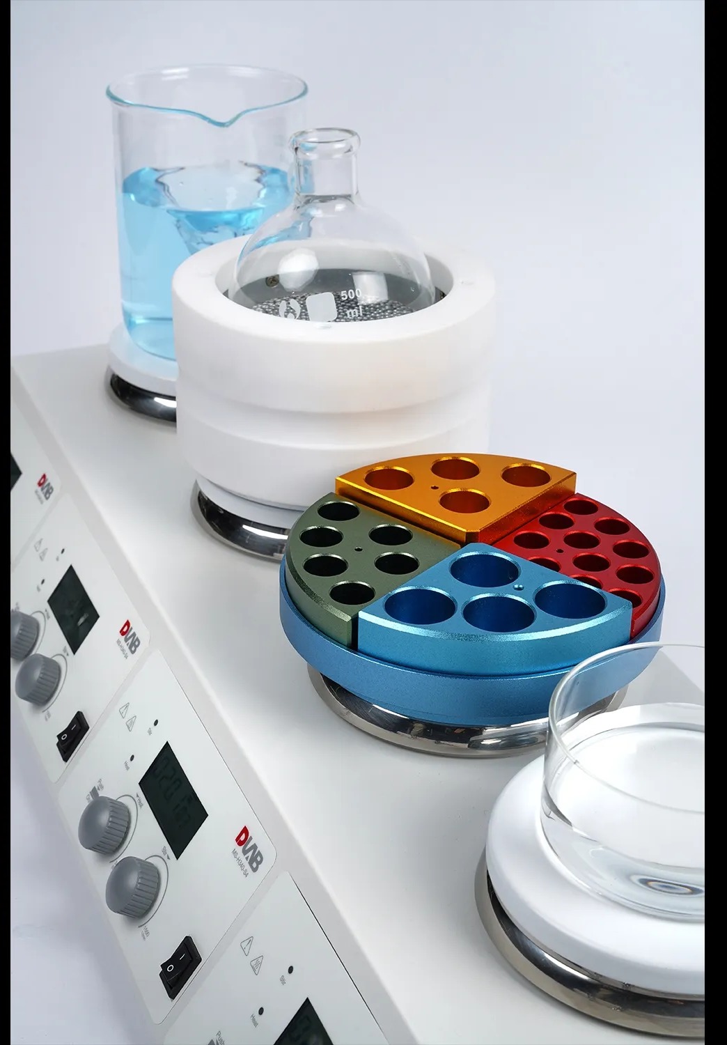 Цифровая магнитная мешалка с нагревом и ЖК-дисплеем на 4 места DLAB MS-H340-S4 (200-1500 об/мин) — миниатюра 2