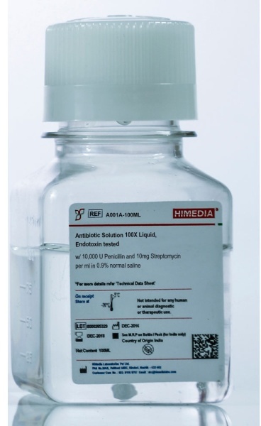 HiMedia A001A-100ML Раствор пенициллин-стрептомицина 100X в 0,9% физиологическом растворе (100 мл)